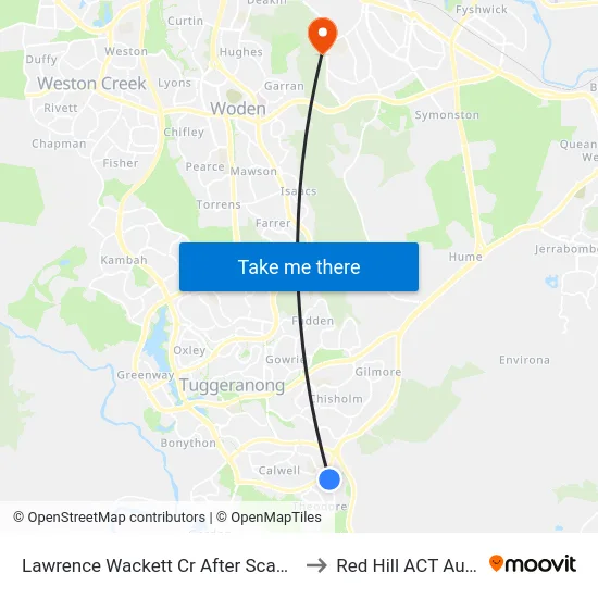 Lawrence Wackett Cr After Scantlebury Cr to Red Hill ACT Australia map