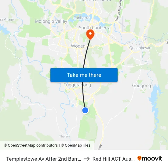 Templestowe Av After 2nd Barringer St to Red Hill ACT Australia map