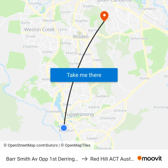 Barr Smith Av Opp 1st Derrington Cr to Red Hill ACT Australia map