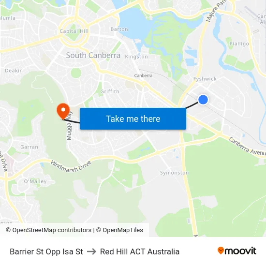 Barrier St Opp Isa St to Red Hill ACT Australia map