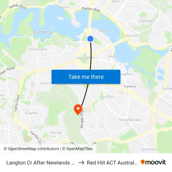 Langton Cr After Newlands St to Red Hill ACT Australia map
