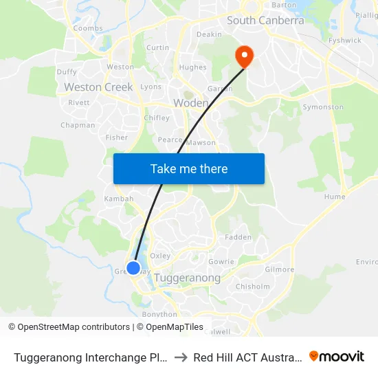 Tuggeranong Interchange Plt 7 to Red Hill ACT Australia map
