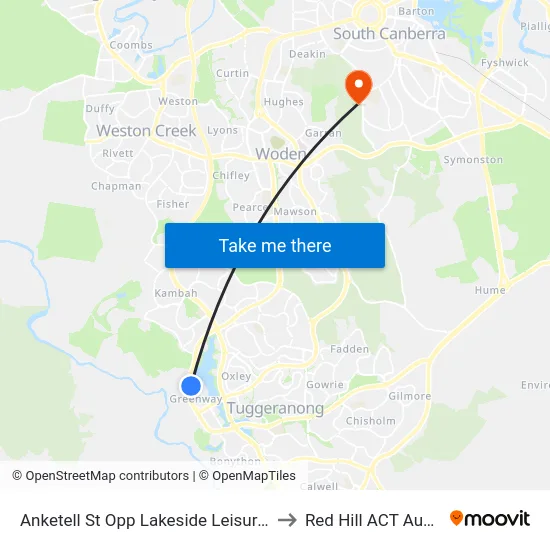 Anketell St Opp Lakeside Leisure Centre to Red Hill ACT Australia map