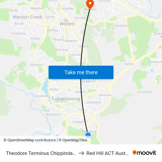 Theodore Terminus Chippindall Cct to Red Hill ACT Australia map