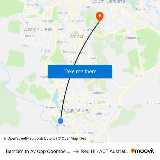 Barr Smith Av Opp Coombe St to Red Hill ACT Australia map