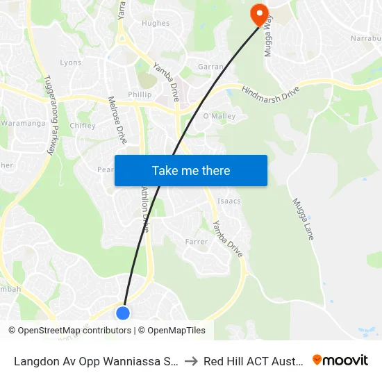 Langdon Av Opp Wanniassa Shops to Red Hill ACT Australia map