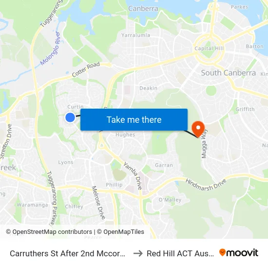 Carruthers St After 2nd Mccormack St to Red Hill ACT Australia map