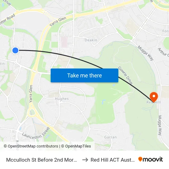 Mcculloch St Before 2nd Morgan Cr to Red Hill ACT Australia map