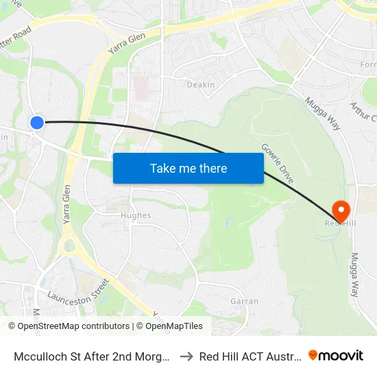 Mcculloch St After 2nd Morgan Cr to Red Hill ACT Australia map