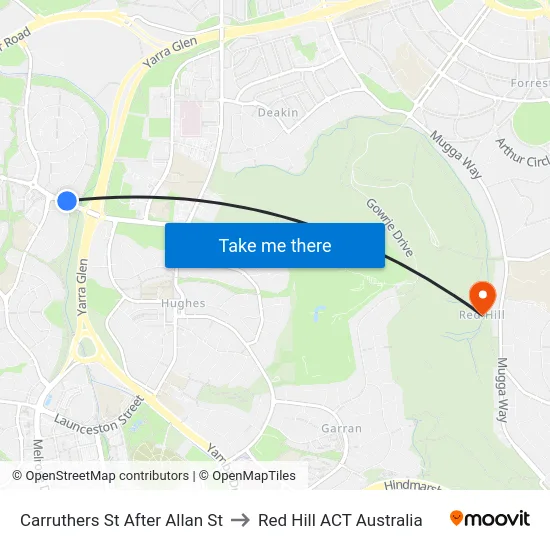 Carruthers St After Allan St to Red Hill ACT Australia map