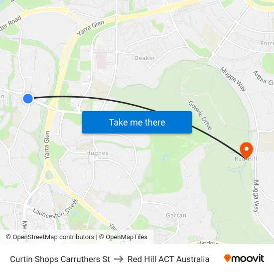 Curtin Shops Carruthers St to Red Hill ACT Australia map