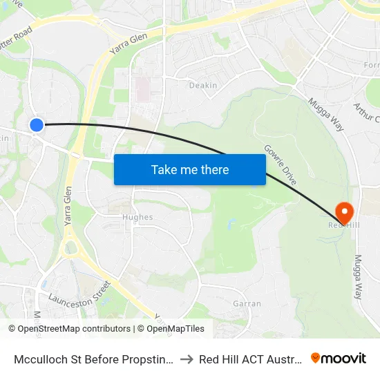 Mcculloch St Before Propsting St to Red Hill ACT Australia map
