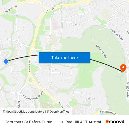 Carruthers St Before Curtin Ps to Red Hill ACT Australia map