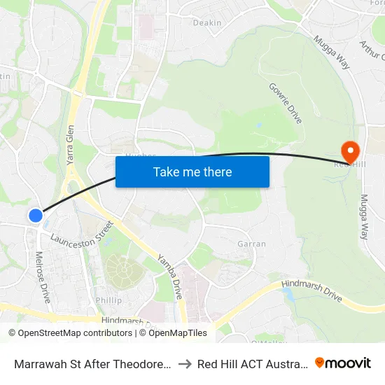 Marrawah St After Theodore St to Red Hill ACT Australia map