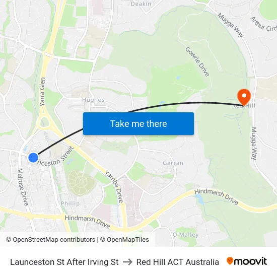 Launceston St After Irving St to Red Hill ACT Australia map
