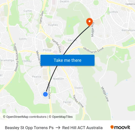 Beasley St Opp Torrens Ps to Red Hill ACT Australia map