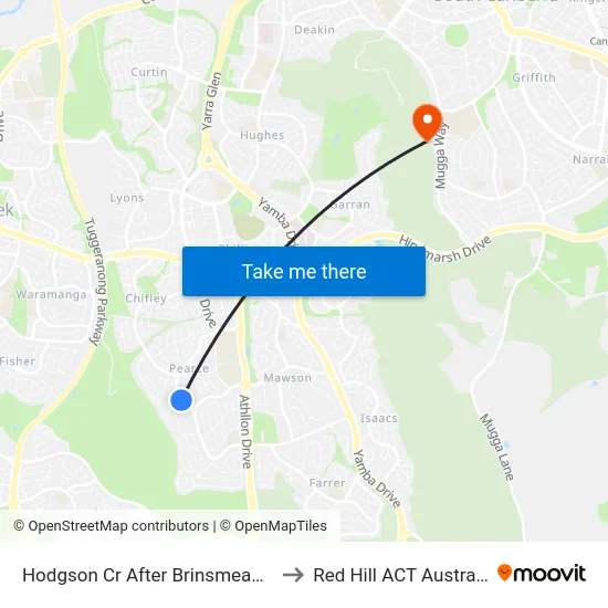 Hodgson Cr After Brinsmead St to Red Hill ACT Australia map