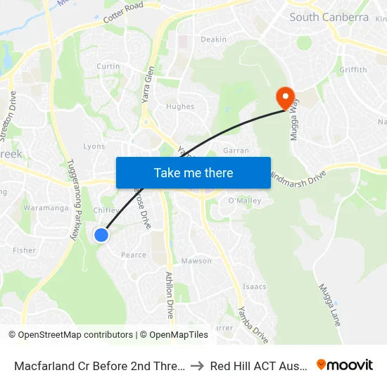 Macfarland Cr Before 2nd Threlfall St to Red Hill ACT Australia map