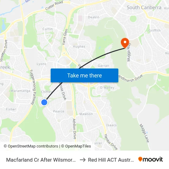 Macfarland Cr After Wilsmore Cr to Red Hill ACT Australia map