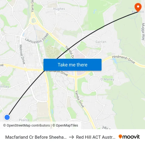 Macfarland Cr Before Sheehan St to Red Hill ACT Australia map