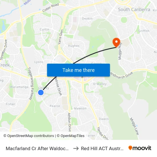 Macfarland Cr After Waldock St to Red Hill ACT Australia map