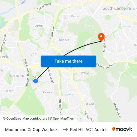 Macfarland Cr Opp Waldock St to Red Hill ACT Australia map