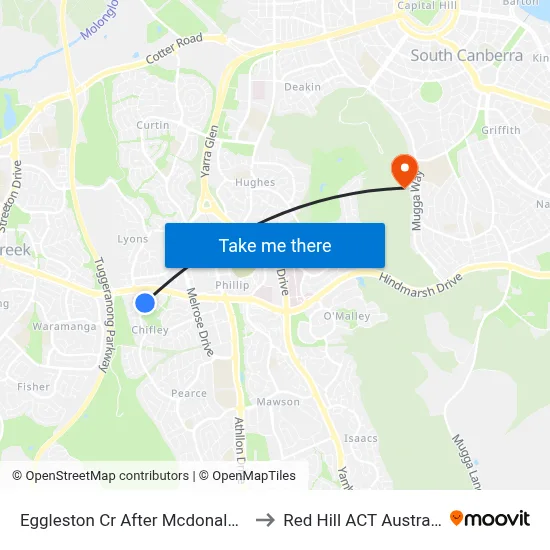 Eggleston Cr After Mcdonald St to Red Hill ACT Australia map