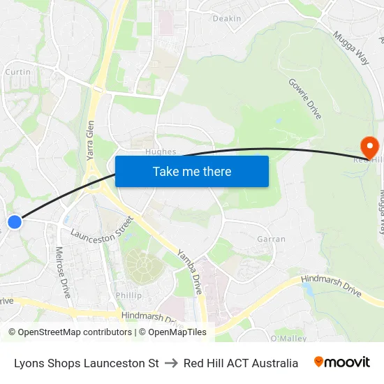Lyons Shops Launceston St to Red Hill ACT Australia map