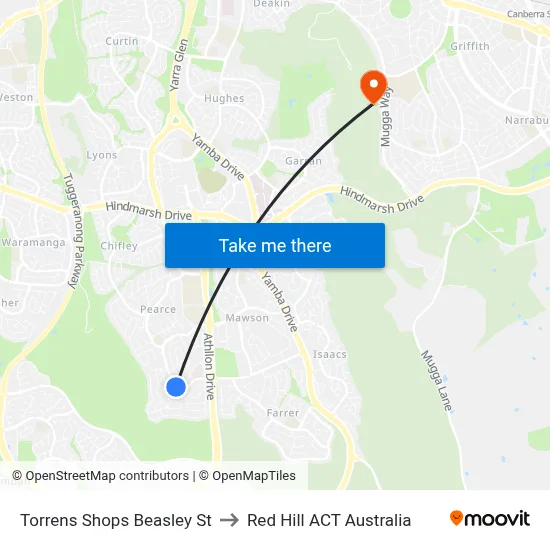 Torrens Shops Beasley St to Red Hill ACT Australia map