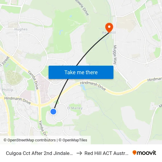 Culgoa Cct After 2nd Jindalee Cr to Red Hill ACT Australia map