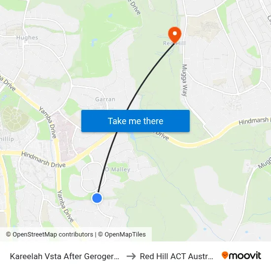 Kareelah Vsta After Gerogery Pl to Red Hill ACT Australia map
