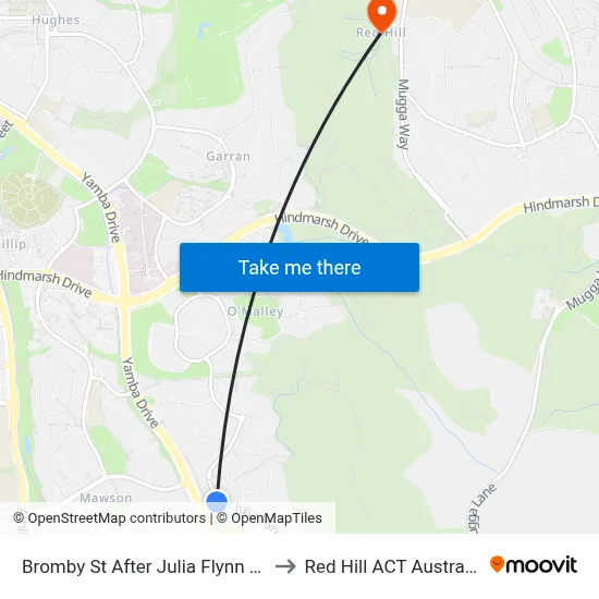 Bromby St After Julia Flynn Av to Red Hill ACT Australia map