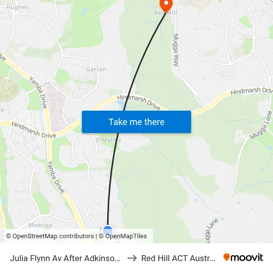 Julia Flynn Av After Adkinson Cl to Red Hill ACT Australia map