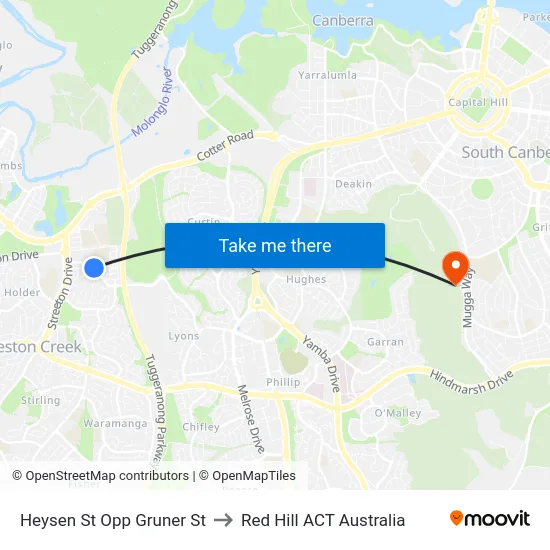 Heysen St Opp Gruner St to Red Hill ACT Australia map