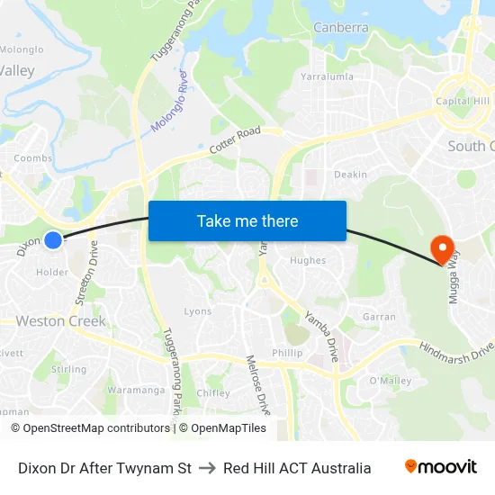 Dixon Dr After Twynam St to Red Hill ACT Australia map
