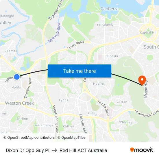 Dixon Dr Opp Guy Pl to Red Hill ACT Australia map