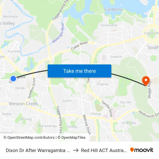 Dixon Dr After Warragamba Av to Red Hill ACT Australia map