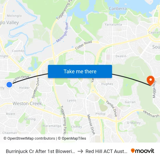 Burrinjuck Cr After 1st Blowering St to Red Hill ACT Australia map
