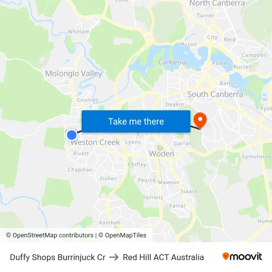 Duffy Shops Burrinjuck Cr to Red Hill ACT Australia map