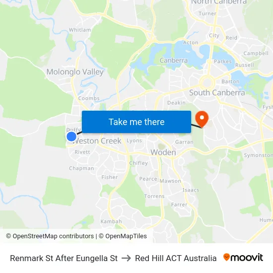 Renmark St After Eungella St to Red Hill ACT Australia map