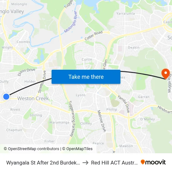 Wyangala St After 2nd Burdekin St to Red Hill ACT Australia map