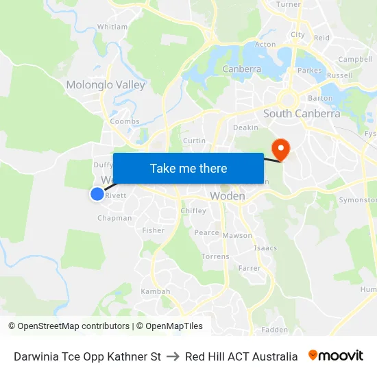 Darwinia Tce Opp Kathner St to Red Hill ACT Australia map