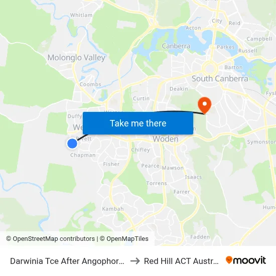 Darwinia Tce After Angophora St to Red Hill ACT Australia map