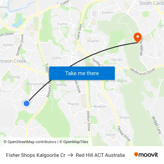 Fisher Shops Kalgoorlie Cr to Red Hill ACT Australia map