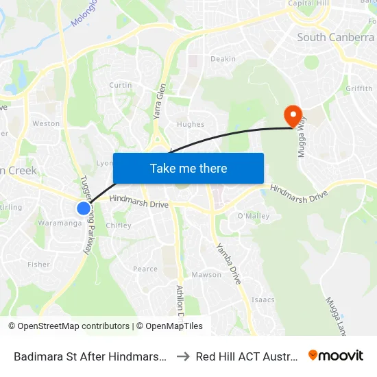 Badimara St After Hindmarsh Dr to Red Hill ACT Australia map