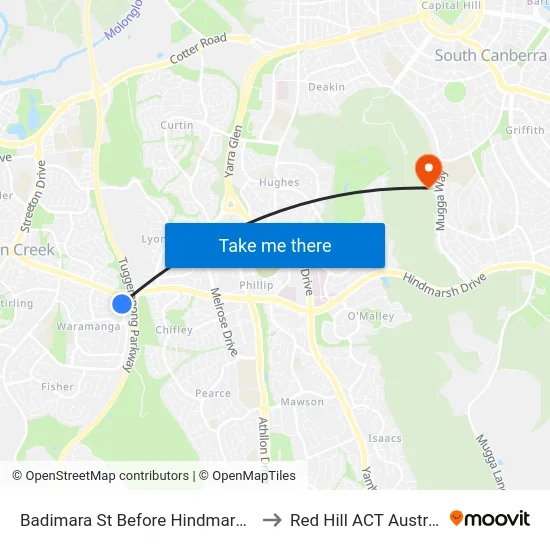 Badimara St Before Hindmarsh Dr to Red Hill ACT Australia map