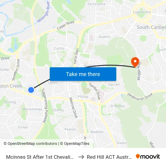 Mcinnes St After 1st Chevalier St to Red Hill ACT Australia map