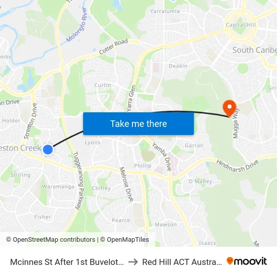 Mcinnes St After 1st Buvelot St to Red Hill ACT Australia map