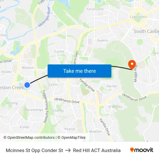 Mcinnes St Opp Conder St to Red Hill ACT Australia map