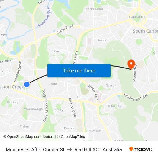 Mcinnes St After Conder St to Red Hill ACT Australia map